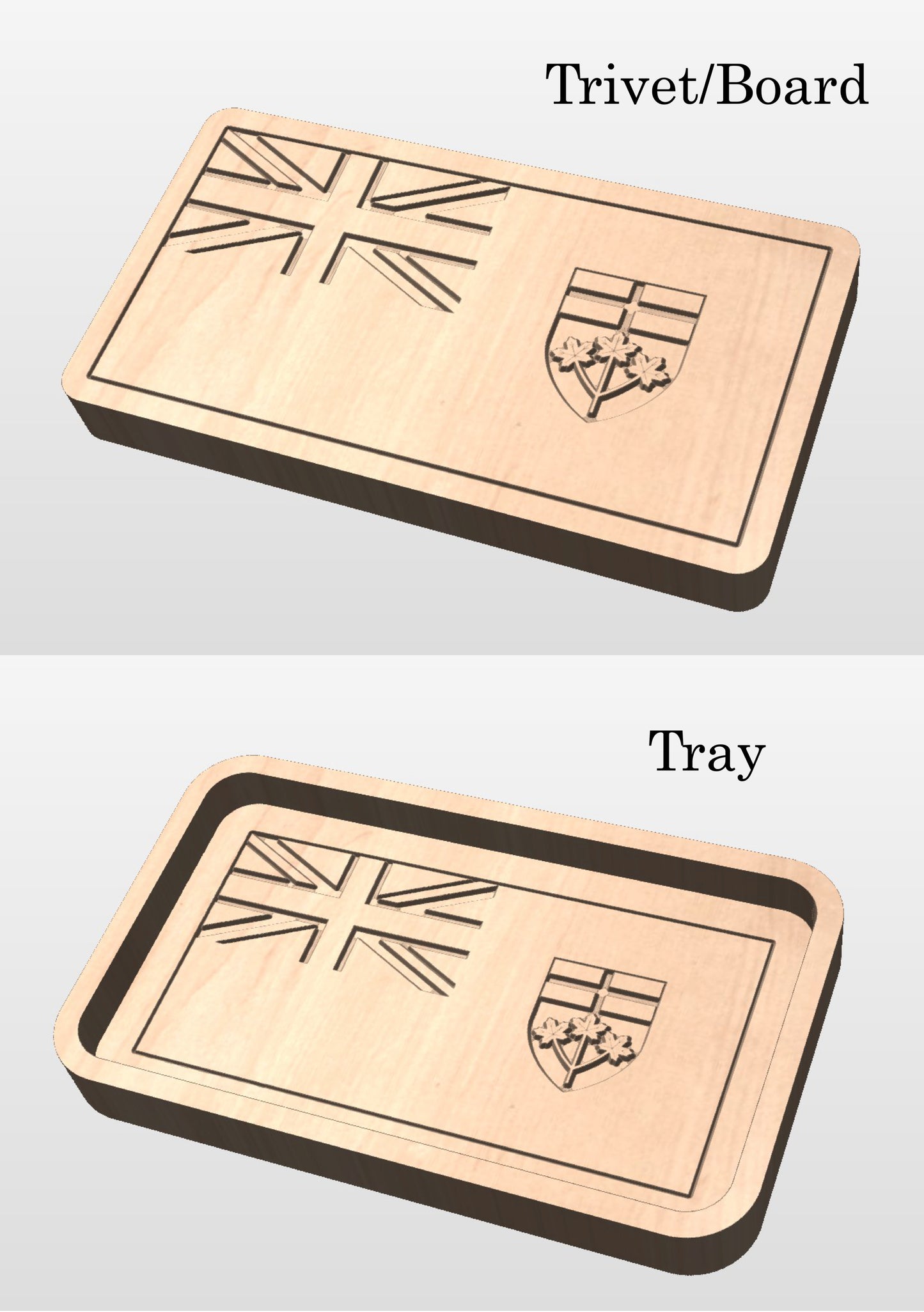 Ontario Flag Hardwood Catchall Tray | Trivet | Serving Board | Charcuterie Board | Maple | Cherry | Walnut | Toronto | Ottawa | ON Canada