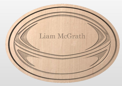 Rugby Ball Shape Hardwood Catchall Tray | Personalized | Maple | Cherry | Walnut | Serving Board
