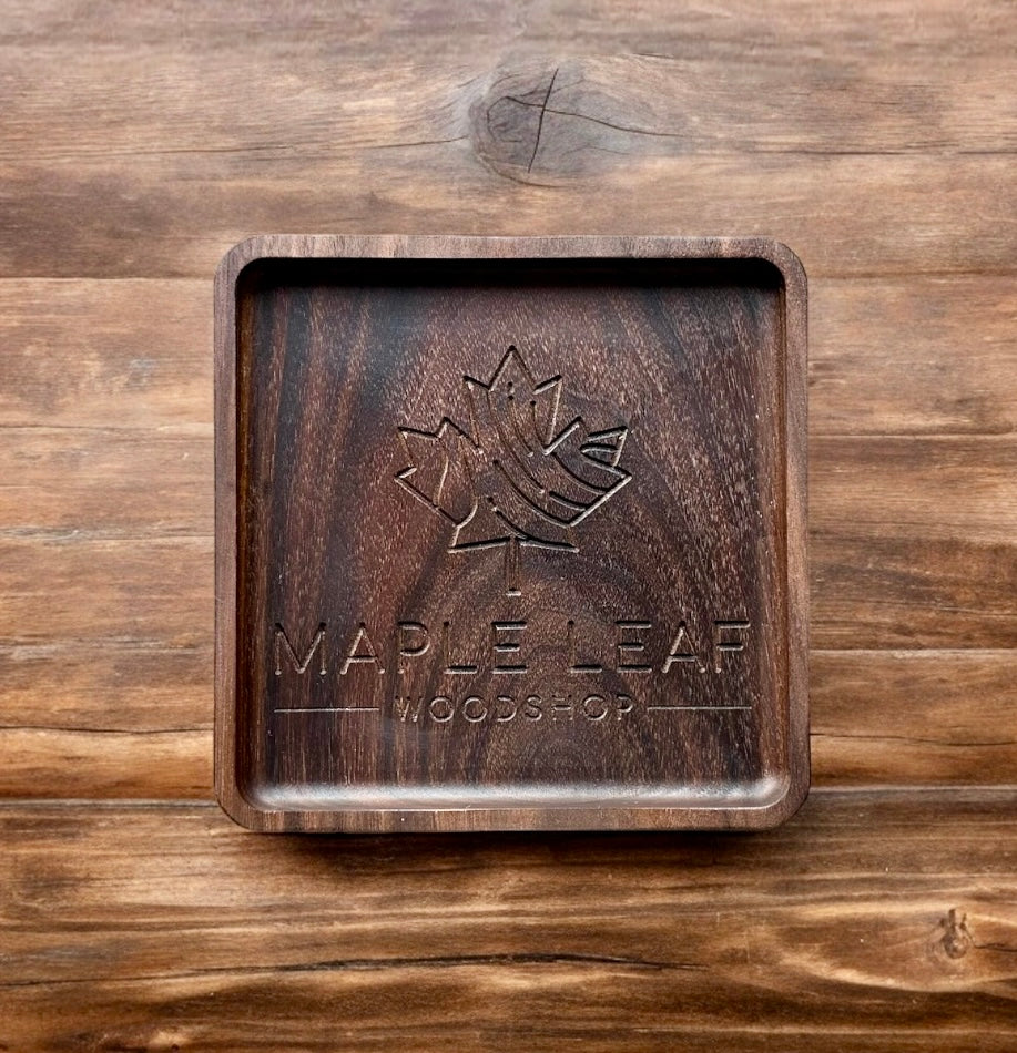 Business Logo Hardwood Catchall Tray | Personalized | Maple | Cherry | Walnut