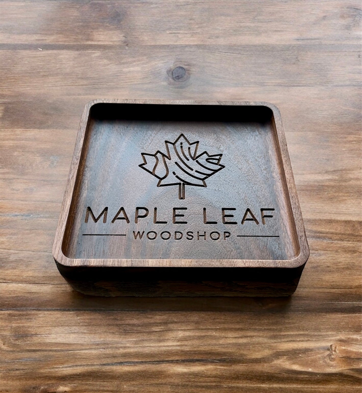 Business Logo Hardwood Catchall Tray | Personalized | Maple | Cherry | Walnut