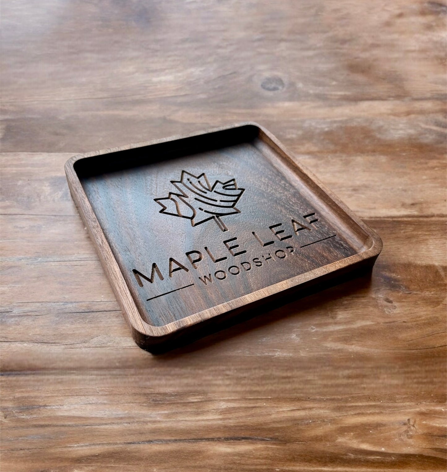 Business Logo Hardwood Catchall Tray | Personalized | Maple | Cherry | Walnut