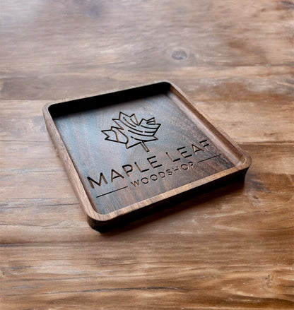 Business Logo Hardwood Catchall Tray | Personalized | Maple | Cherry | Walnut