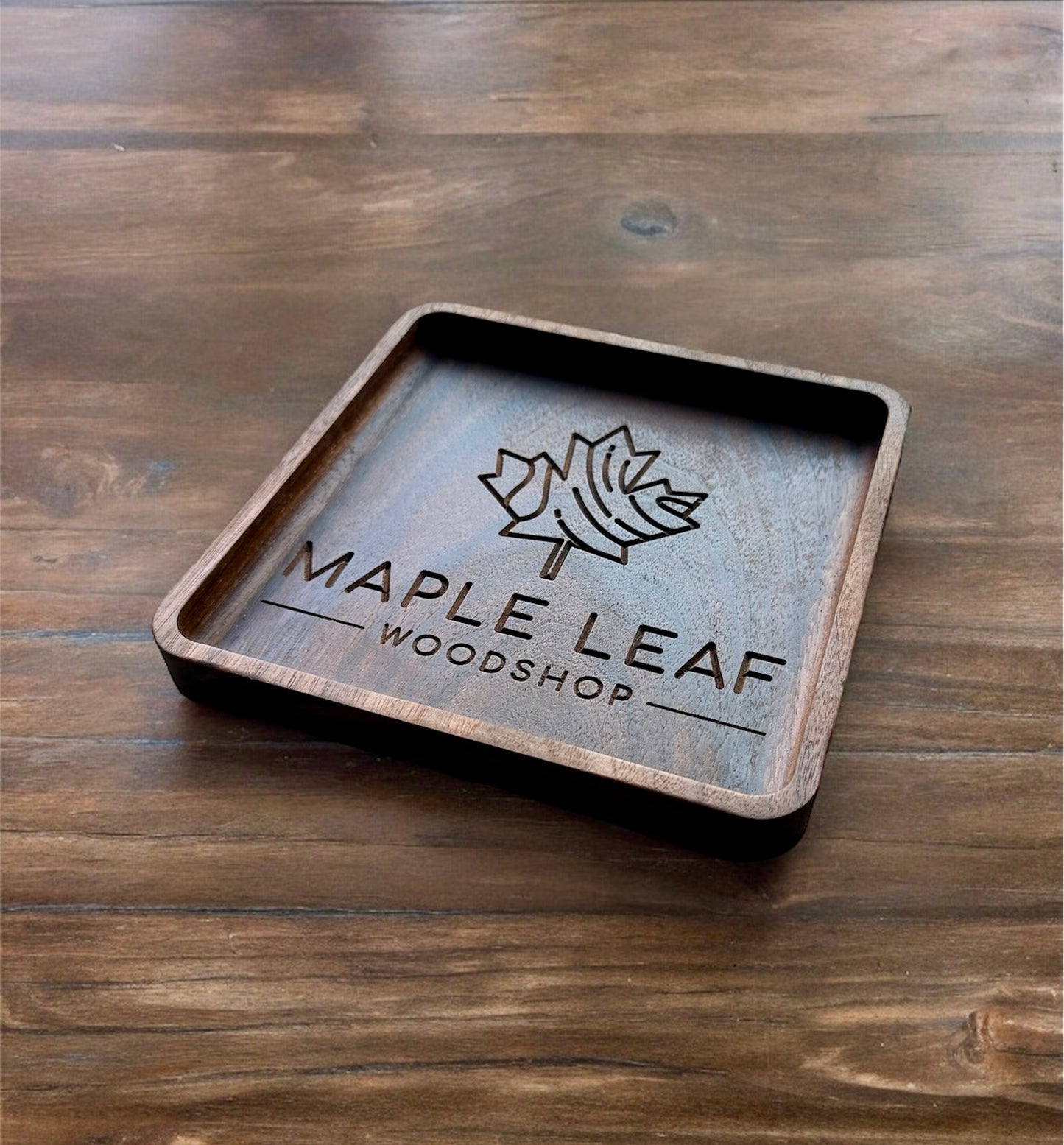 Business Logo Hardwood Catchall Tray | Personalized | Maple | Cherry | Walnut