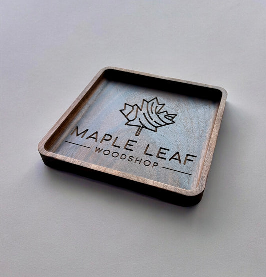 Business Logo Hardwood Catchall Tray | Personalized | Maple | Cherry | Walnut