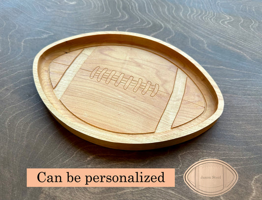 Canadian/American Football Shape Hardwood Catchall Tray | Trivet |  Personalized | Maple | Cherry | Walnut | Serving Board