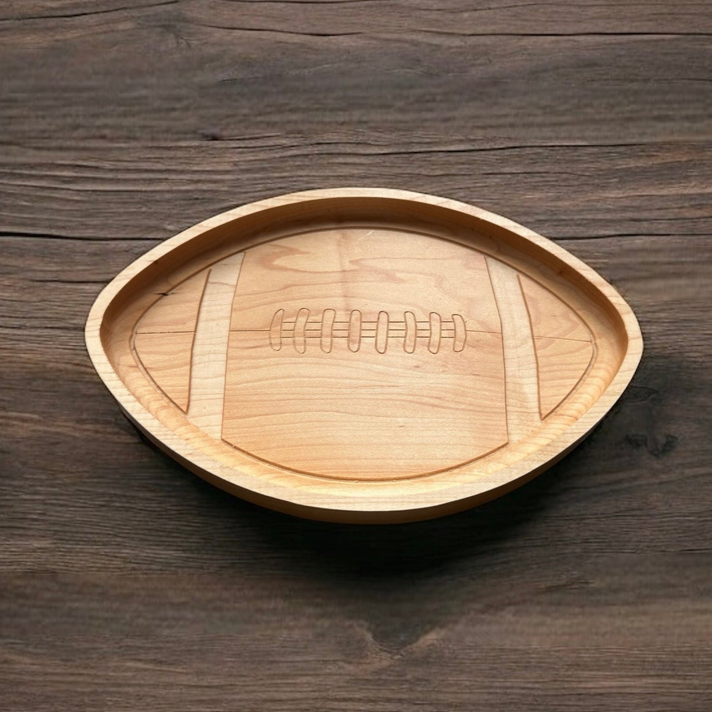 Canadian/American Football Shape Hardwood Catchall Tray | Trivet|  Personalized | Maple | Cherry | Walnut | Serving Board | Charcuterie