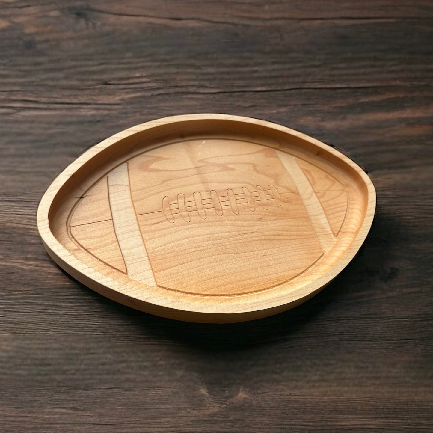 Canadian/American Football Shape Hardwood Catchall Tray | Trivet|  Personalized | Maple | Cherry | Walnut | Serving Board | Charcuterie