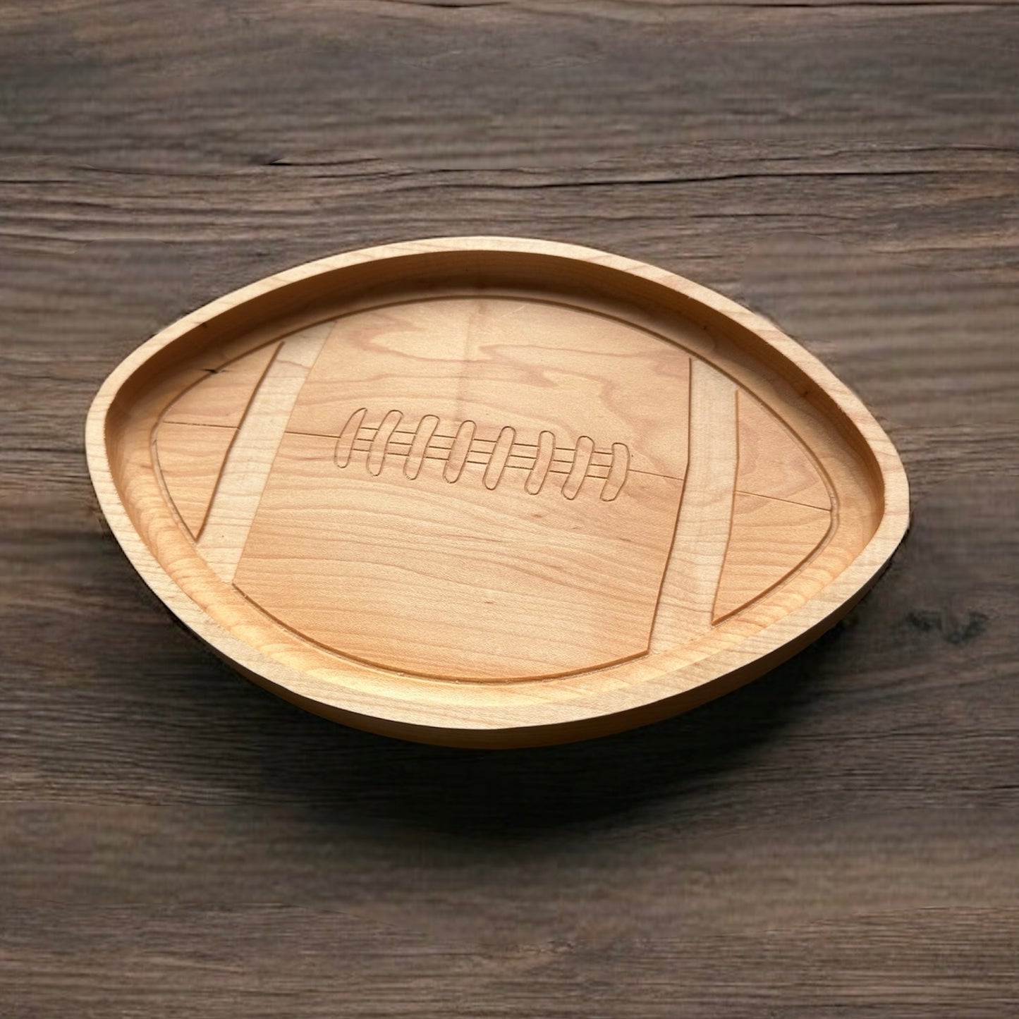 Canadian/American Football Shape Hardwood Catchall Tray | Trivet|  Personalized | Maple | Cherry | Walnut | Serving Board | Charcuterie