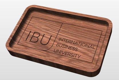 Business Logo Hardwood Catchall Tray (IBU) | Personalized | Maple | Cherry | Walnut