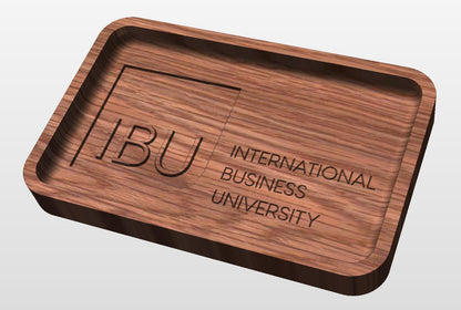 Business Logo Hardwood Catchall Tray (IBU) | Personalized | Maple | Cherry | Walnut