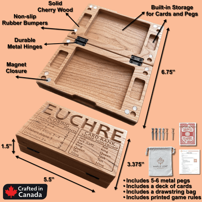 Jeu de cribbage classique | Pliable | Format voyage | Portable | Rangement intégré | Piquets métalliques | Personnalisé | Votre logo | Bois dur de qualité supérieure