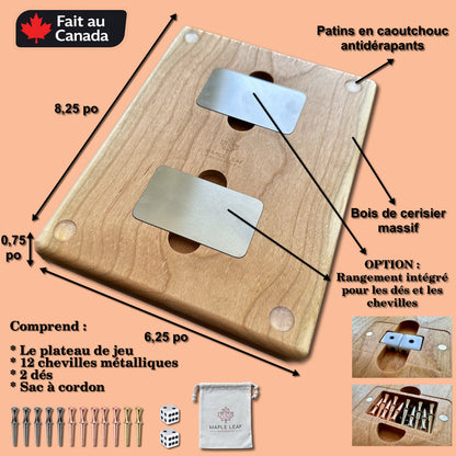 Jeu de société de baseball avec dés | Pliable | Format voyage | Rangement intégré | Jeu de dés | Piquets métalliques | Personnalisé | Votre logo | Bois dur de qualité supérieure