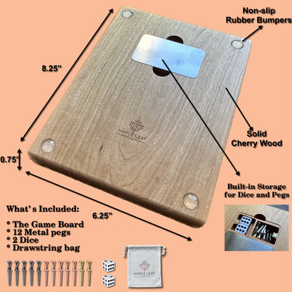 Jeu de société de baseball avec dés | Pliable | Format voyage | Rangement intégré | Jeu de dés | Piquets métalliques | Personnalisé | Votre logo | Bois dur de qualité supérieure