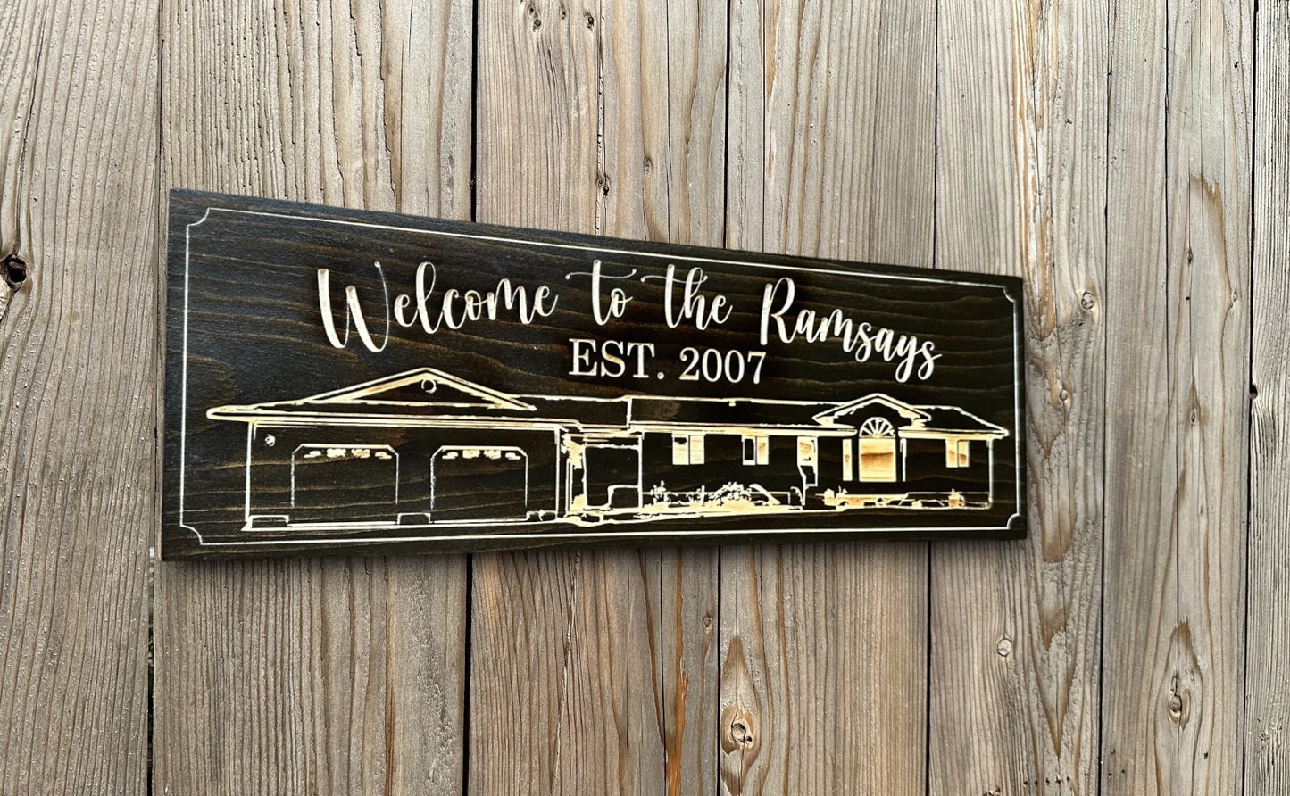 Personalized House Wood Sign | Turn A Picture of Your Own House Into a Wood Sign | Cottage | Cabin | Barn | Farmhouse | Mansion | Shed