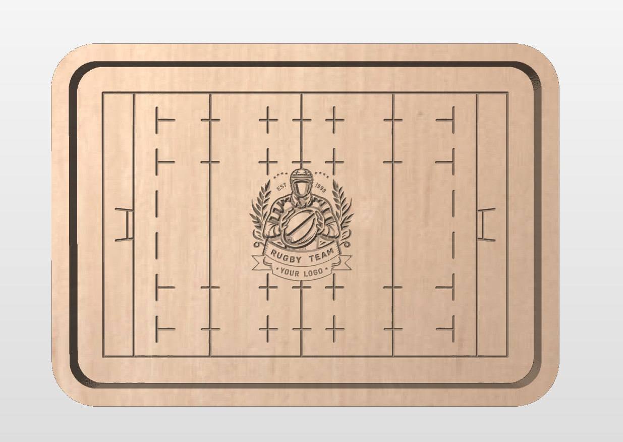 Rugby Union Pitch Shape Hardwood Catchall Tray | Trivet | Serving Board | Charcuterie | Personalized | Maple | Cherry | Walnut | Logo