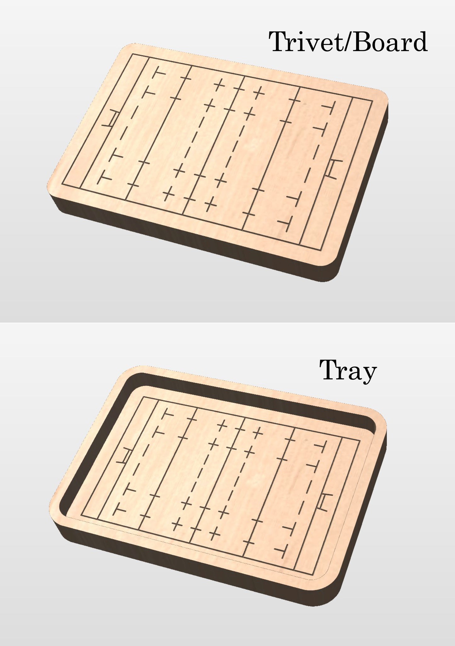 Rugby Union Pitch Shape Hardwood Catchall Tray | Trivet | Serving Board | Charcuterie | Personalized | Maple | Cherry | Walnut | Logo