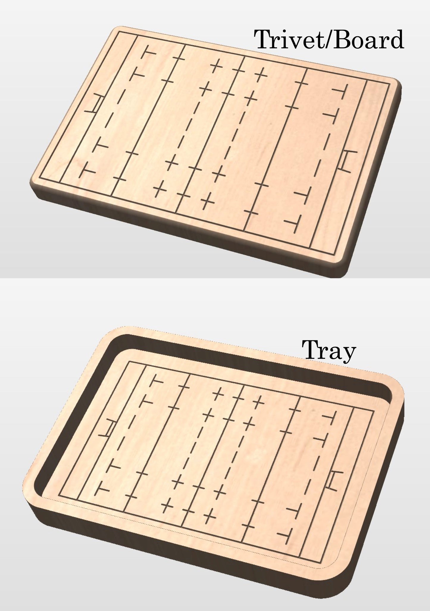 Rugby Union Pitch Shape Hardwood Catchall Tray | Trivet | Serving Board | Charcuterie | Personalized | Maple | Cherry | Walnut | Logo