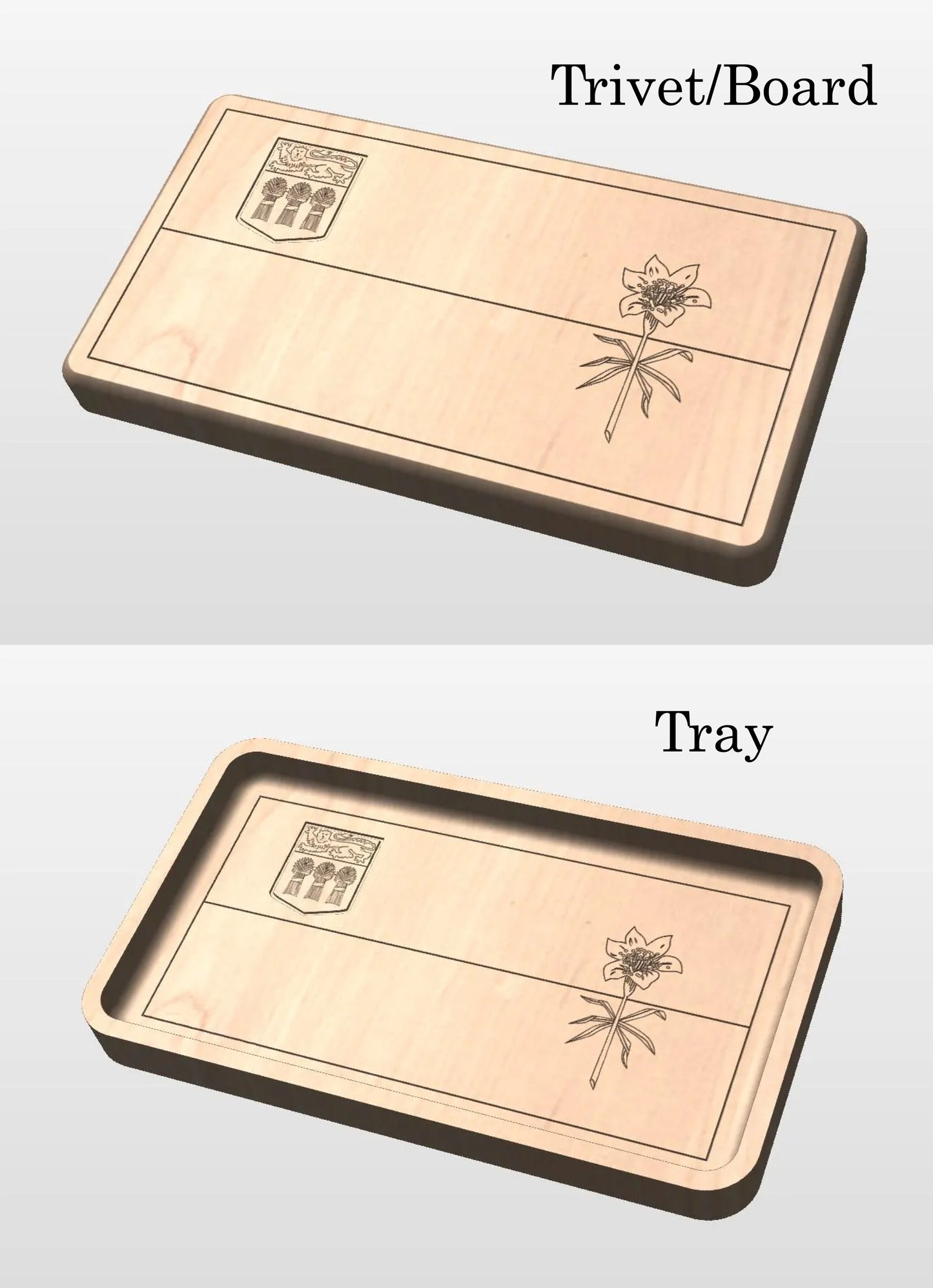 Saskatchewan Flag Hardwood Catchall Tray | Trivet | Serving Board | Charcuterie | Maple | Cherry | Walnut | Saskatoon | Regina | SK Canada