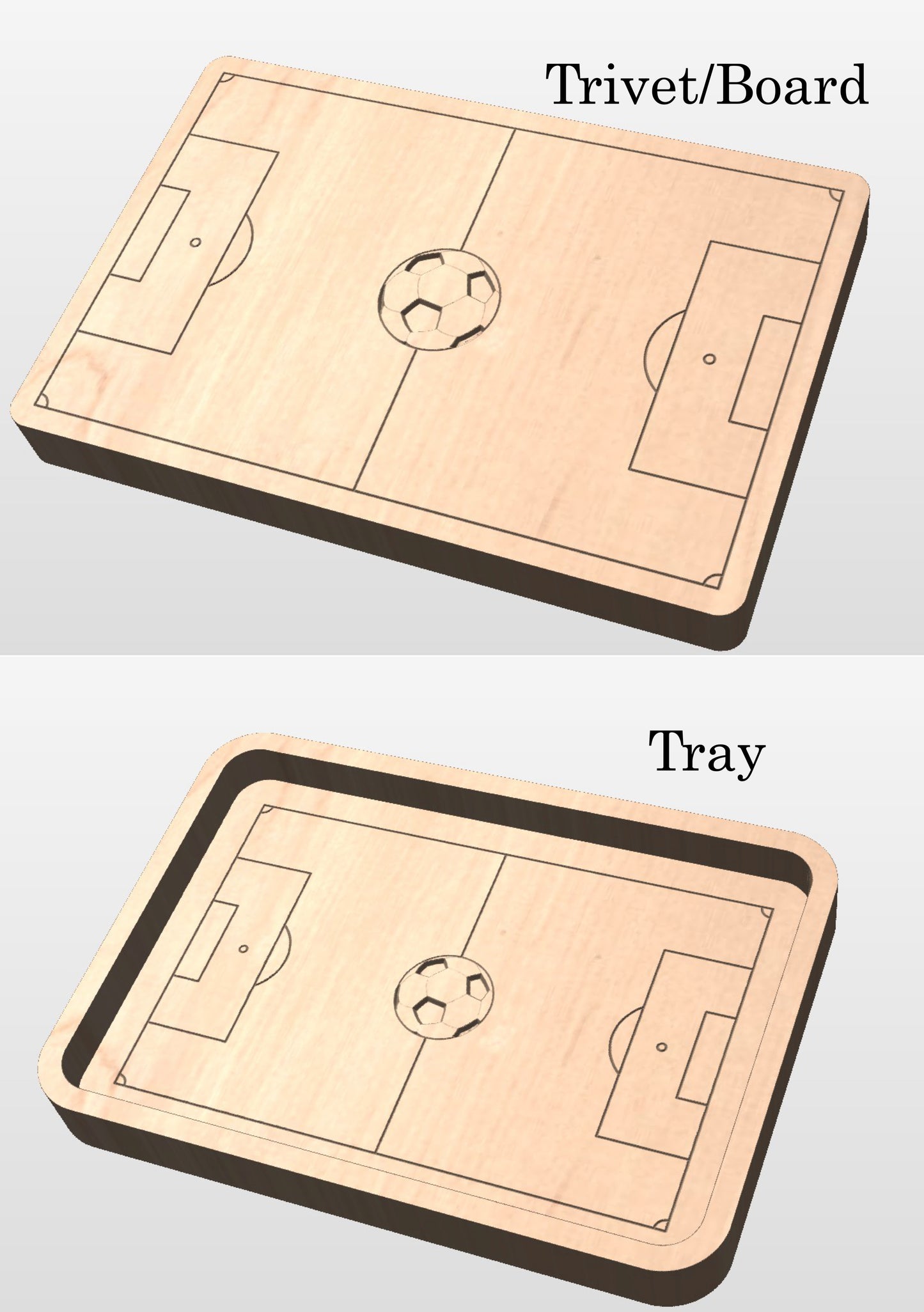 Soccer Field/Football Field Shape Hardwood Catchall Tray | Trivet | Serving Board | Charcuterie | Personalized | Maple | Cherry | Walnut