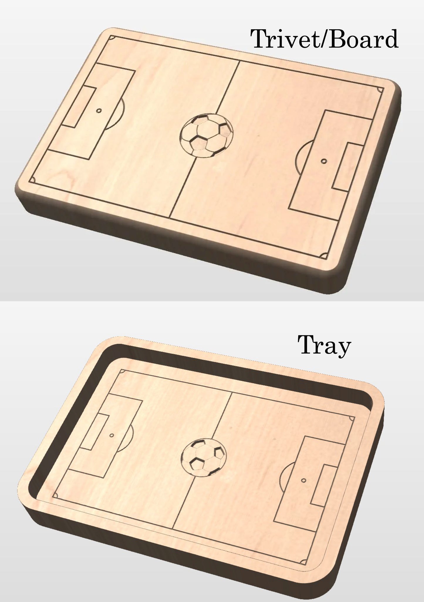 Soccer Field/Football Field Shape Hardwood Catchall Tray | Trivet | Serving Board | Charcuterie | Personalized | Maple | Cherry | Walnut