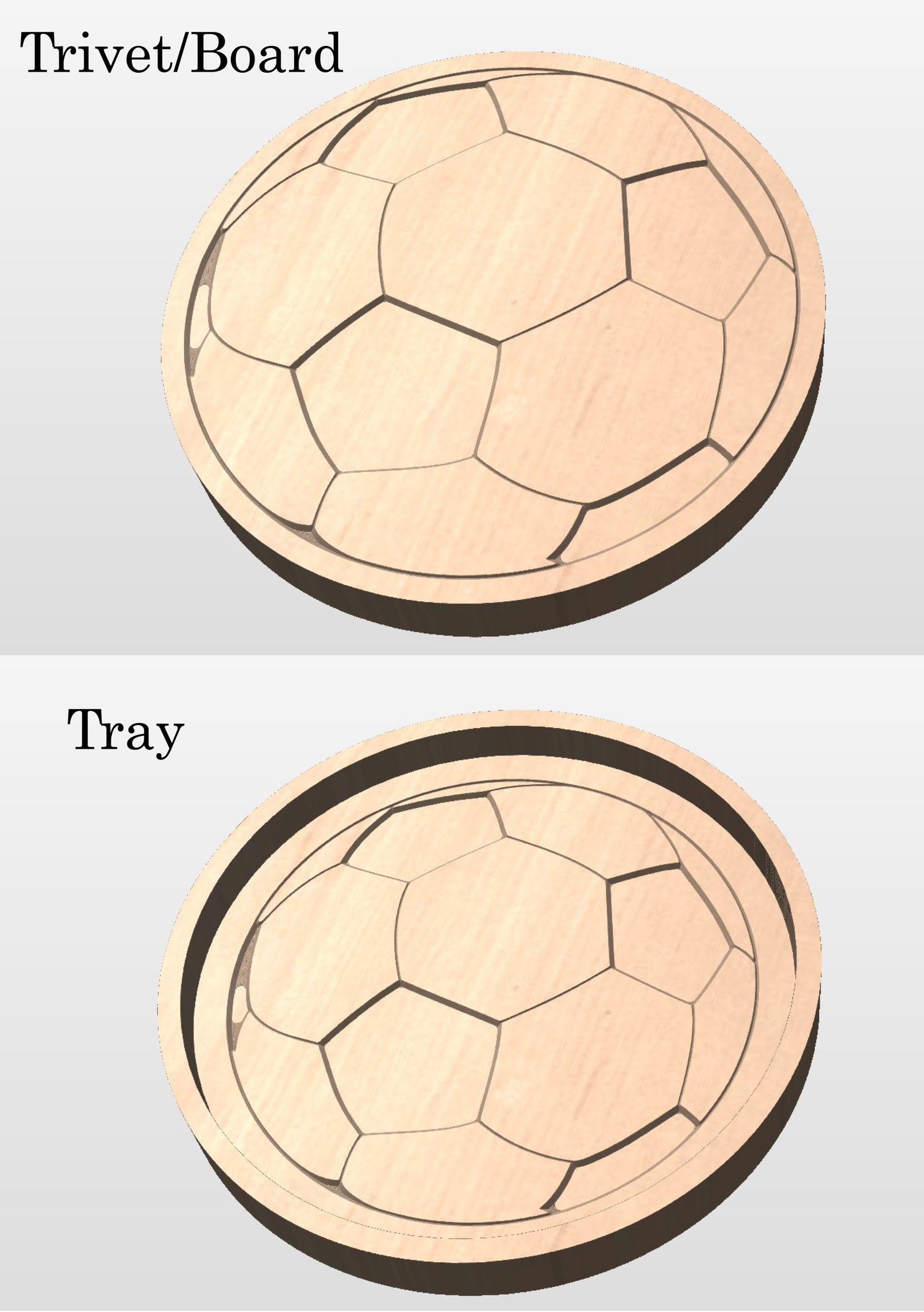 Soccer Ball/Football Shape Hardwood Catchall Tray | Trivet | Personalized | Serving Tray | Charcuterie Board | Maple | Cherry | Walnut