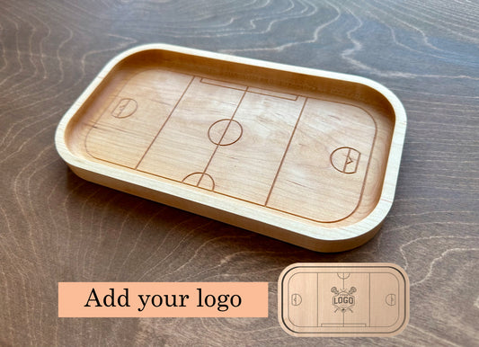 Box Lacrosse Field Shape Hardwood Catchall Tray | Trivet | Serving Board | Charcuterie | Personalized | Maple | Cherry | Walnut | Logo