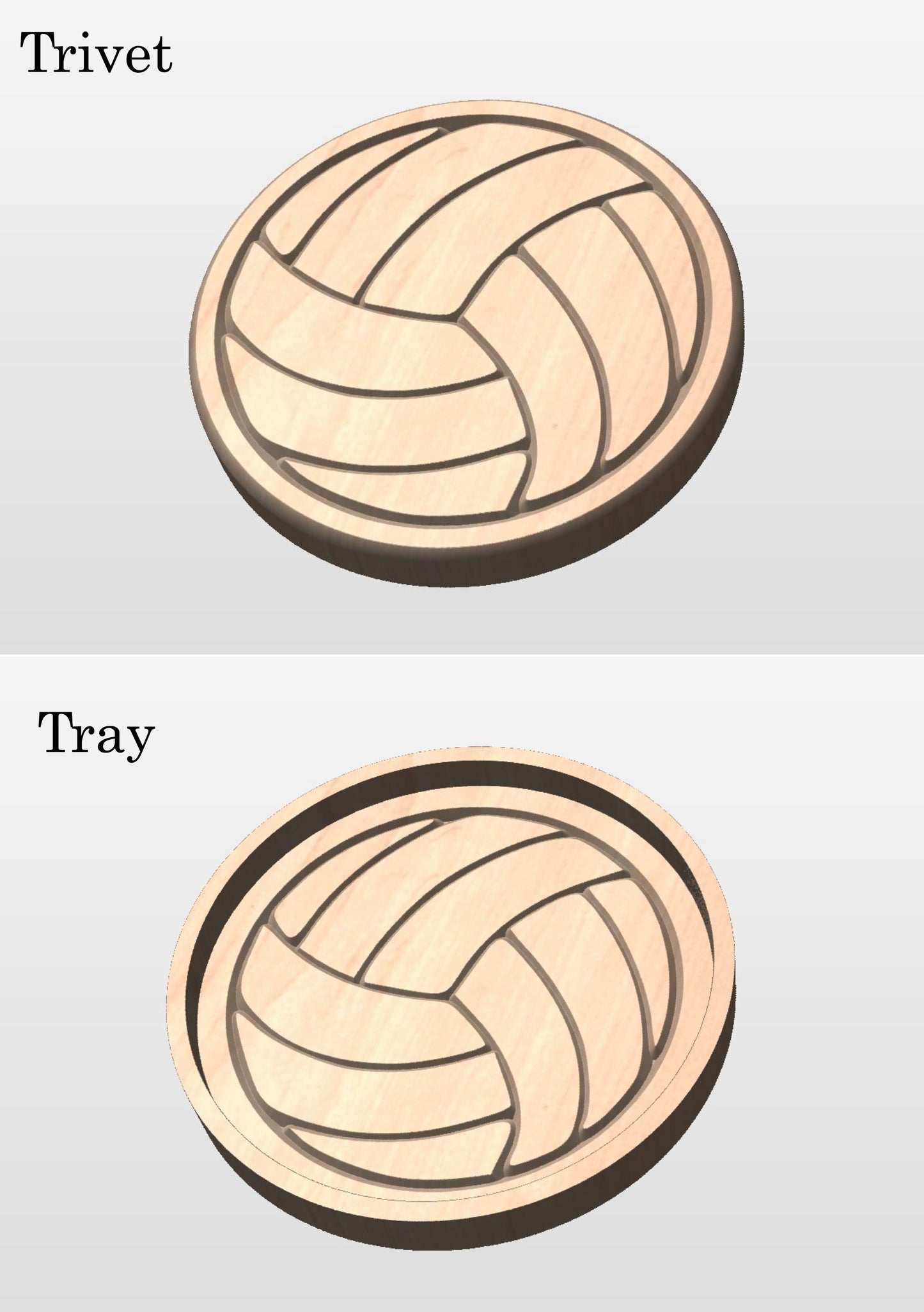 Volleyball Shape Hardwood Catchall Tray | Trivet | Personalized | Serving Tray  | Custom | Maple | Cherry | Walnut | Softball