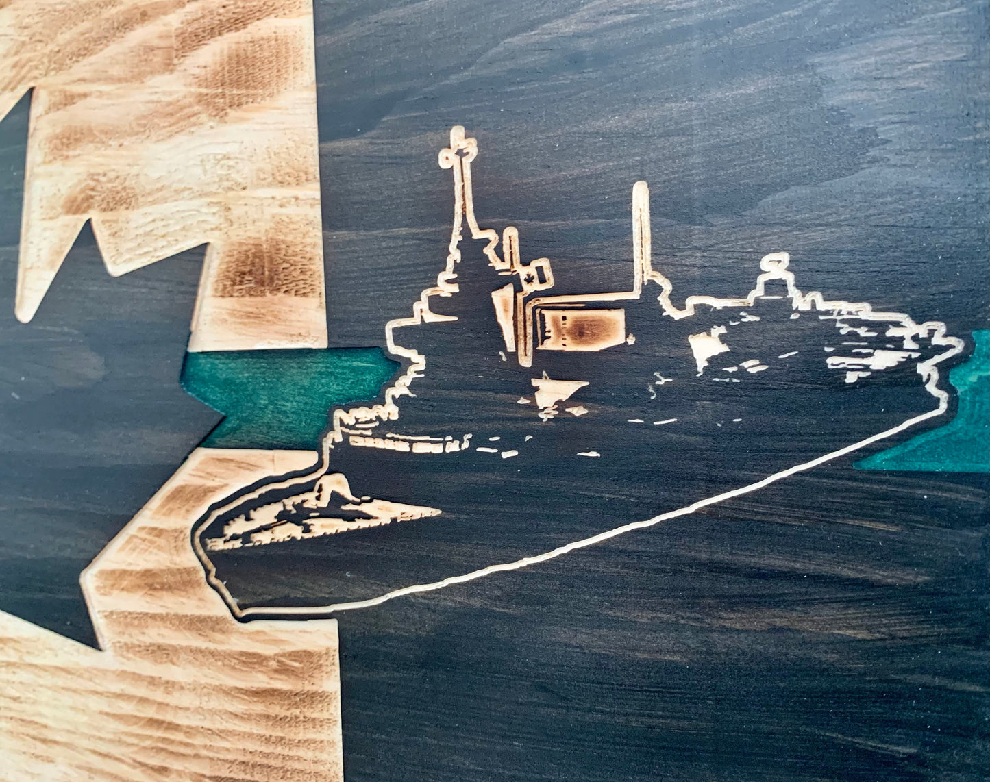 Personalized HMCS Green Thin Line Wooden Canada Flag | Navy | Military | Armed Forces | Army | Air Force | Royal Canadian | Wall Art | Gift
