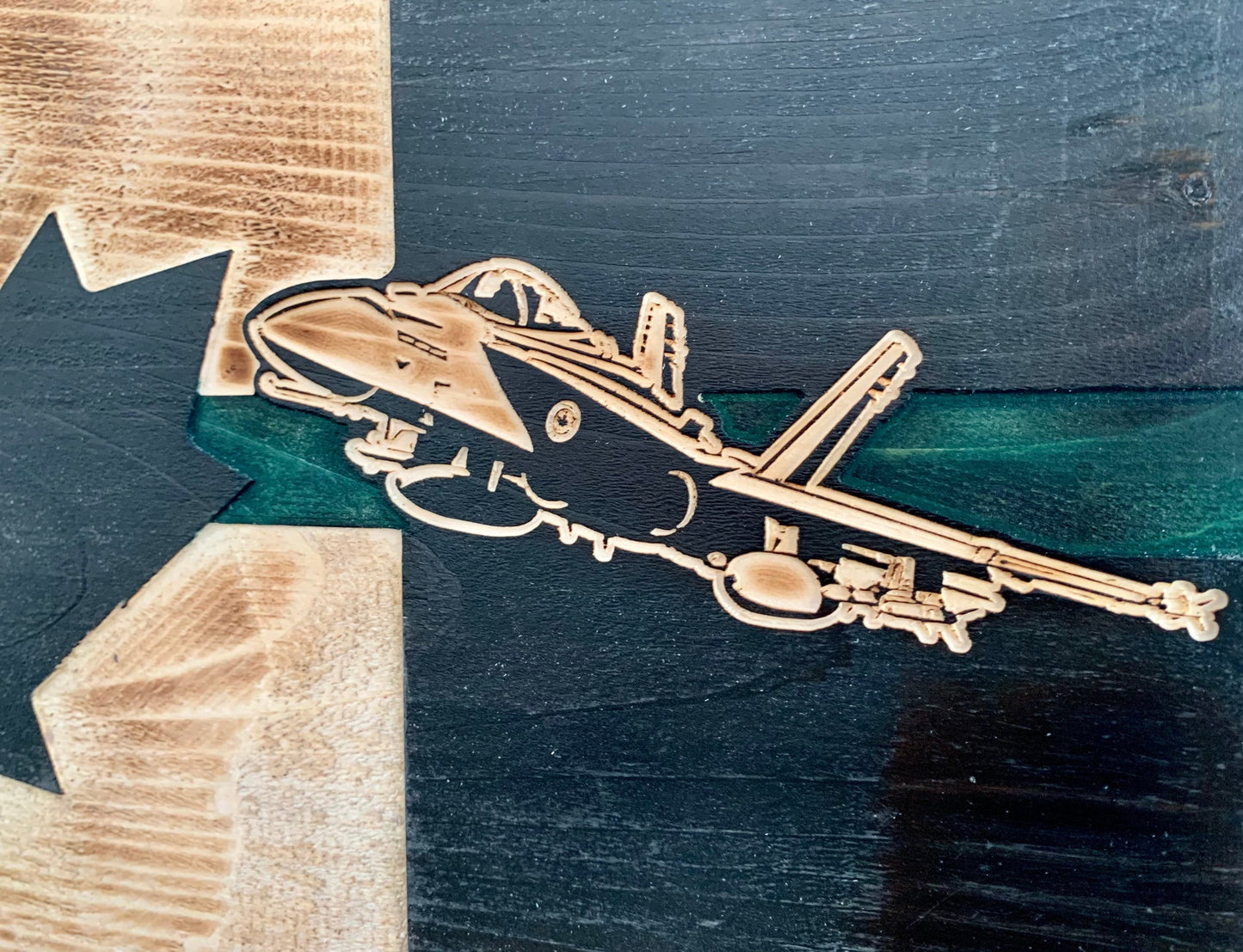 Personalized CF-18 Hornet Green Thin Line Wooden Canada Flag | Air Force | Military | Armed Forces | Navy | Army | Royal Canadian | RCAF