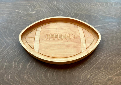 Canadian/American Football Shape Hardwood Catchall Tray | Trivet |  Personalized | Maple | Cherry | Walnut | Serving Board