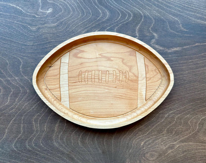 Canadian/American Football Shape Hardwood Catchall Tray | Trivet |  Personalized | Maple | Cherry | Walnut | Serving Board