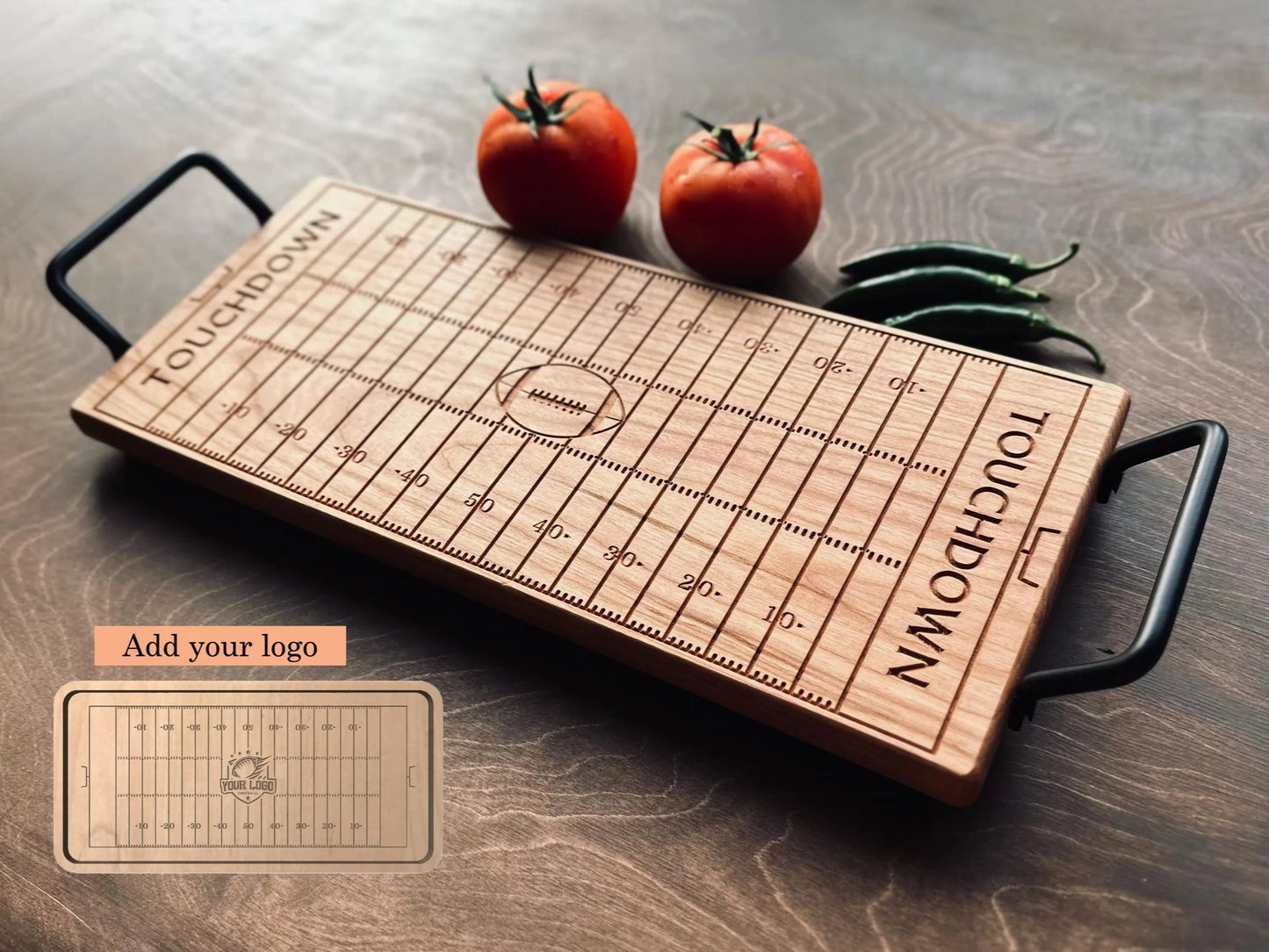 American Football Field Shape Charcuterie Board | Cutting Board | Serving Cheese Board | Own Logo | Maple | Cherry | Walnut | Custom | Personalized