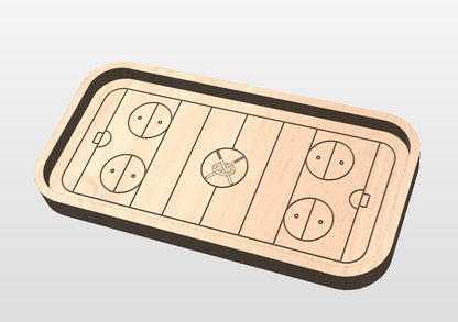 Ringette Rink Shape Hardwood Catchall Tray | Own Logo | Maple | Cherry | Walnut | Custom | Personalized