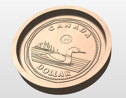 Wooden Canadian Coin Design Catchall Tray (Wholesale) | Loonie | Toonie | Maple | Cherry | Walnut |
