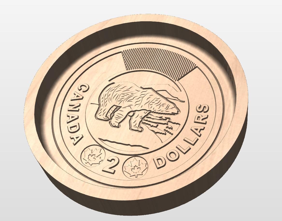 Wooden Canadian Toonie Coin Catchall Tray | Change | Gift | Souvenir | Keepsake | Money | Maple | Cherry | Walnut | Two Dollars | Bear