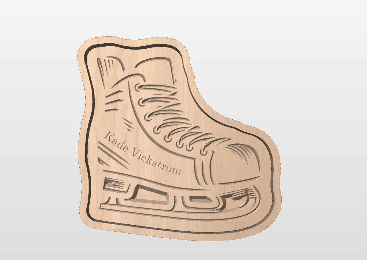 Skate Shape Hardwood Catchall Tray | Trivet | Personalized | Serving Board | Charcuterie | Maple | Cherry | Walnut | Hockey | Ice Skating