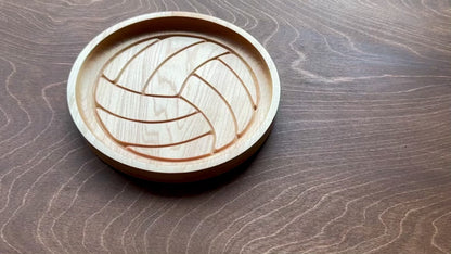 Volleyball Shape Hardwood Catchall Tray | Trivet | Personalized | Serving Tray  | Custom | Maple | Cherry | Walnut | Softball
