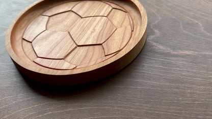Soccer Ball/Football Shape Hardwood Catchall Tray | Personalized | Maple | Cherry | Walnut