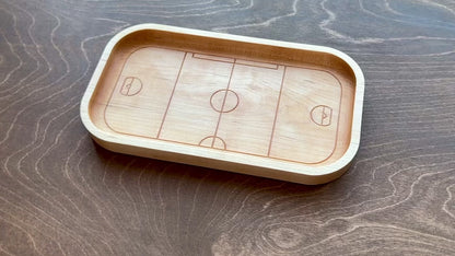 Box Lacrosse Field Shape Hardwood Catchall Tray | Personalized | Maple | Cherry | Walnut | Logo