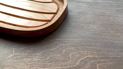 Curling Stone Shape Hardwood Tray | Personalized | Catchall Tray | Maple | Cherry | Walnut