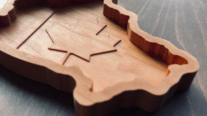 Canada Shape Hardwood Catchall Tray | Maple | Cherry | Walnut | Canada | Great White North | Souvenir | Keepsake | Provinces | Flag | Canuck