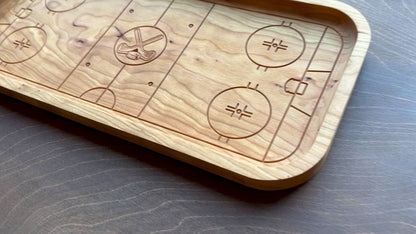 Hockey Rink Shape Hardwood Catchall Tray | Trivet | Serving Board | Charcuterie | Own Logo | Maple | Cherry | Walnut | Custom | Personalized