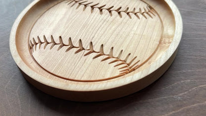 Baseball Shape Hardwood Catchall Tray | Trivet | Personalized | Serving Tray | Custom | Maple | Cherry | Walnut | Softball