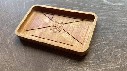 Plateau vide-poches en bois franc avec drapeau de la Nouvelle-Écosse | Érable | Cerisier | Noyer | Halifax | Cape Breton N.-É. Canada | Souvenir | En bois