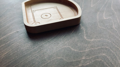 Baseball Diamond Shape Hardwood Catchall Tray | Trivet | Serving Board | Charcuterie | Personalized | Logo | Maple | Cherry | Walnut | Baseball Field