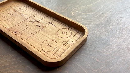 Hockey Rink Shape with Maple Leaf Hardwood Catchall Tray | Trivet  | Serving Board | Charcuterie | Own Logo | Maple | Cherry | Walnut | Custom | Personalized