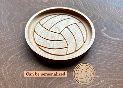 Volleyball Shape Hardwood Catchall Tray | Trivet | Personalized | Serving Tray  | Custom | Maple | Cherry | Walnut | Softball