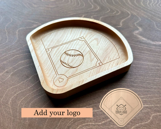 Baseball Diamond Shape Hardwood Catchall Tray | Trivet | Serving Board | Charcuterie | Personalized | Logo | Maple | Cherry | Walnut | Baseball Field